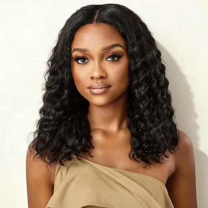 Peruca Bob Curta Ondulada Cabelo Humano Frontal HD 13x6 – Amarante