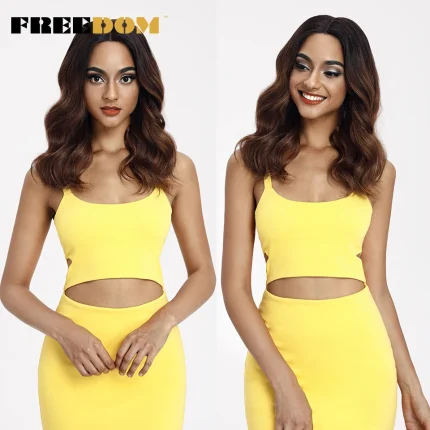Peruca Sintética Lace Front Ondulada Tintura Ombré Marrom – Ponta Delgada