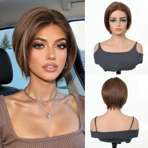 Peruca de Cabelo Humano Curta Lisa Marrom Lace Front 4×1 Aveiro Loja dos Cabelos: Peruca Cabelo Natural, Extensões, Cosméticos e Beleza Loja de