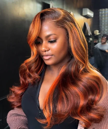 Peruca Cabelo Humano Ombre Gengibre HD 13x6 Ondulada Remy – Vila Real