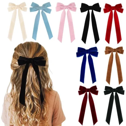 Presilha de Cabelo Laço Longo em Veludo Elegante Feminina – Loures