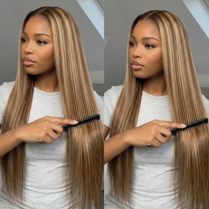 Peruca Cabelo Humano Lisa Mechas 4/27 HD 13x5 250% Densidade – Fundão