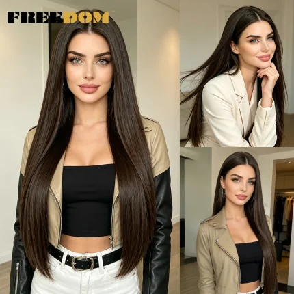 Peruca 28'' Renda Frontal Tintura Degradê Marrom e Ruivo – Porto