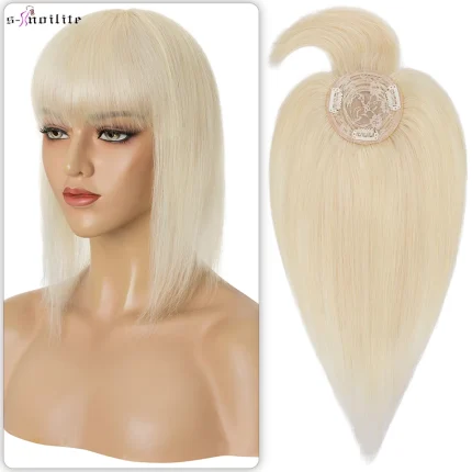 Topper de Cabelo Humano com Franja e Clip para Coroa Lisboa