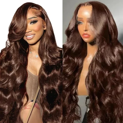 Peruca Cabelo Humano Castanho Chocolate Ondulada HD 13x6 – Porto