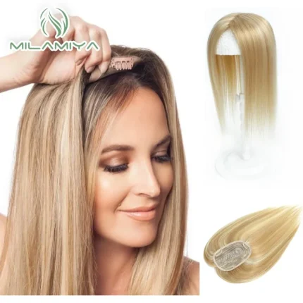 Topper de Cabelo Humano Feminino com Clip Marrom Lisboa