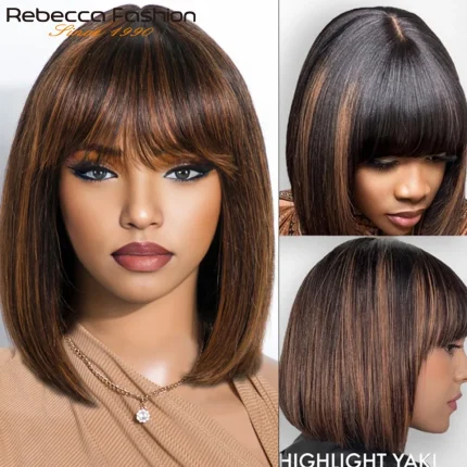 Peruca Bob Reta Cabelo Humano Remy Brasileiro Franja Natural – Portimão