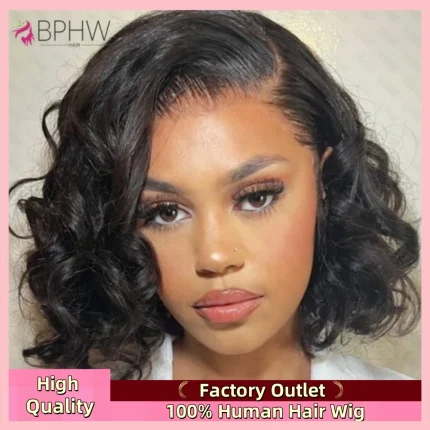 Peruca Curta Ondulada de Cabelo Humano Remy com Frontal 13x4 – Santarém