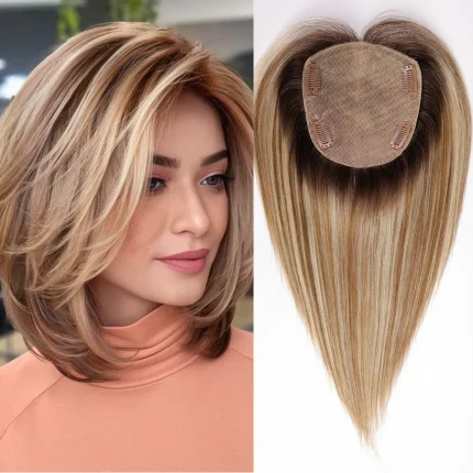 Topper de Cabelo Humano Remy 30cm Loiro Mesclado – Braga