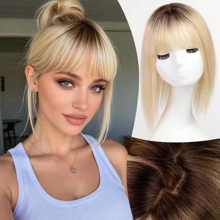 Aplique de Cabelo Humano Remy Ombre com Franja Base de Seda – Famalicão