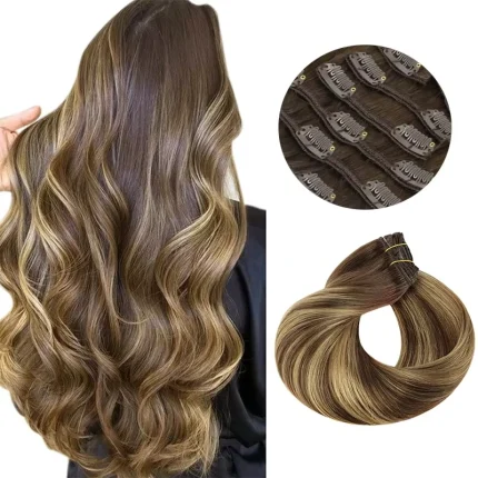 Extensão de Cabelo Humano Remy com Clipe Balayage 120g – Almada