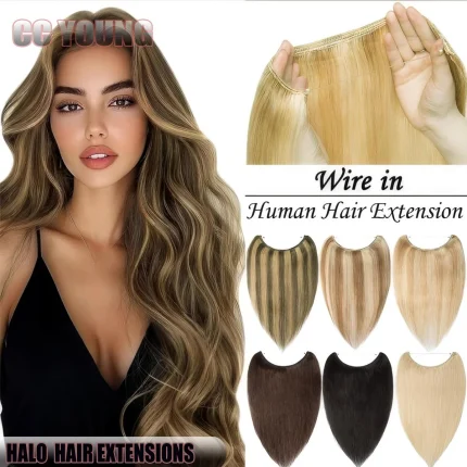 Extensão Halo de Cabelo Humano com Fio Invisível Ajustável – Braga