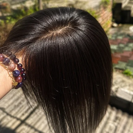 Topper de Cabelo Humano Liso com Base de Seda 9x13 cm – Figueira da Foz