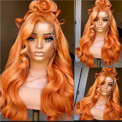 Peruca Cabelo Humano Ondulado Laranja Gengibre HD 13x6 260% – Covilhã