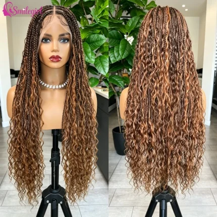 Peruca Box Braids Boho 360 Lace Cacheada Cabelo Ombré Marrom – Santarém