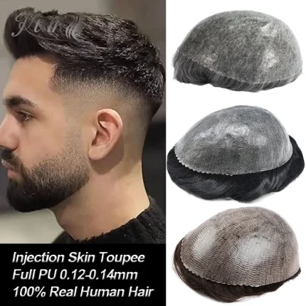 Peruca Masculina de Cabelo Humano com Base de Poliuretano PU – Portalegre