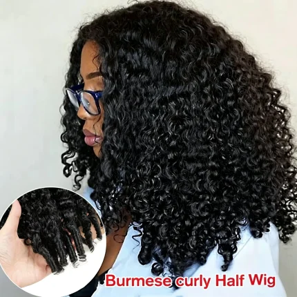 Peruca Curta Cacheada Cabelo Humano Birmanês 250% Sem Cola – Fundão