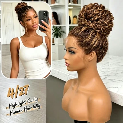 Peruca Frontal HD 360 de Cabelo Humano Ondulado P4/27 – Amadora